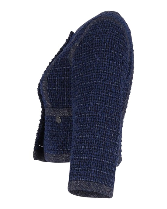 Chanel Abendjacke aus marineblauem Baumwollstoff - Image 2