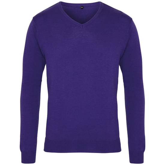 Premier Herren Strick-Pullover mit V-Ausschnitt (Violett) - Image 1