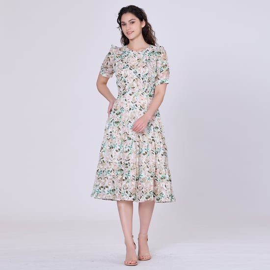 Flower print tea dress