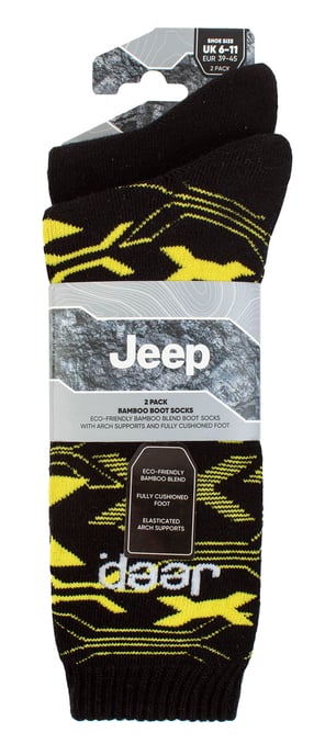 Mens Bamboo Arbeit Boot Socken | Jeep | weich und atmungsaktiv dicken Heavy Duty gepolstert Socken, Knit Ribbed Style Walking Socken - schwarz / gelb - Image 2