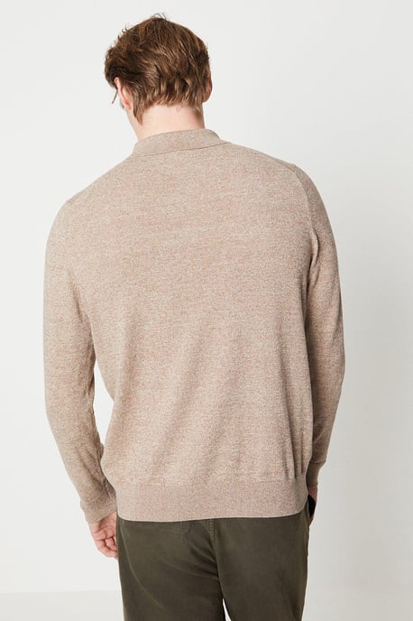 Cotton Rich Long Sleeve Knitted Polo - Image 3