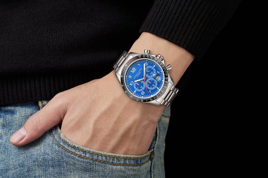 Hand Assembled Anthony James Tachymeter Chrono Steel Blue