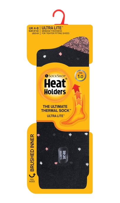 Heat Holders Damen Ultra Lite Thermo-Socken mit gebürstetem Innengarn, schwarze Punkte (Beere) - Image 2