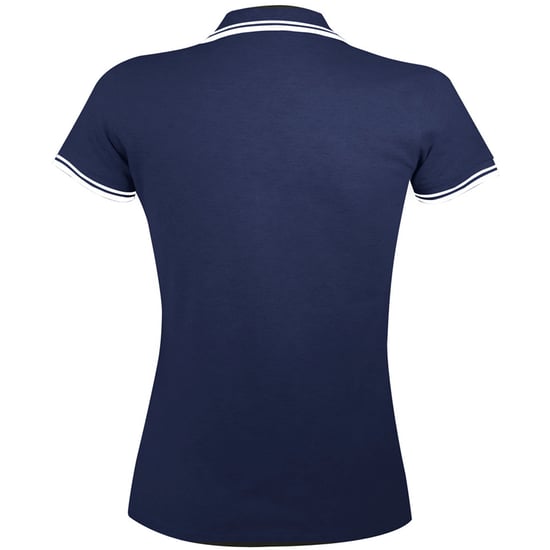 SOLS Womens/Ladies Pasadena Tipped Short Sleeve Pique Polo Shirt (French Navy/White)