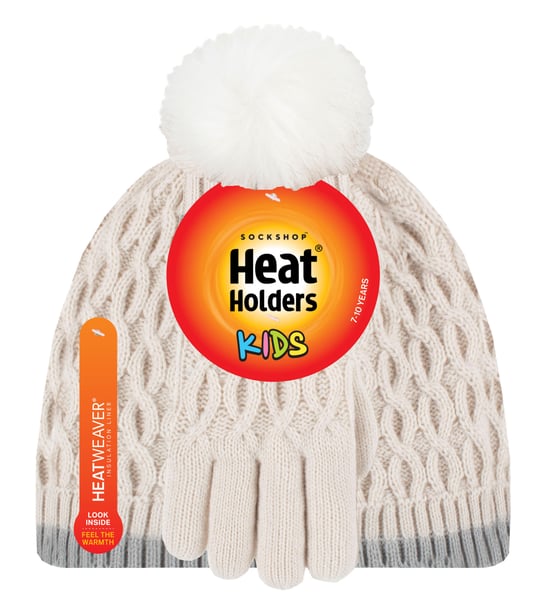 Wärmehalter - Thermoisolierte Pom Pom Bommelmütze und Handschuhe für Mädchen | bunte Pastellfarben - Buttercreme - Image 2