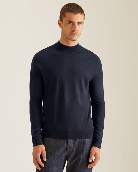 Fine Gauge Merino Mock Neck Jumper