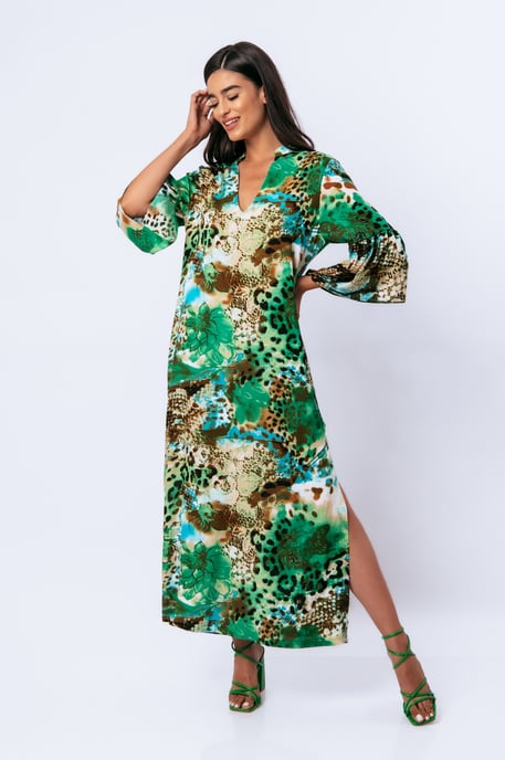 Maxikleid im Kaftan-Stil mit Tiermuster - Image 3