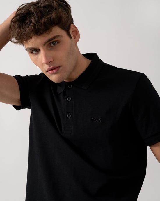 BOSS Green Paddy Mens Cotton-Piqué Polo Shirt with Contrast Logo - Image 2