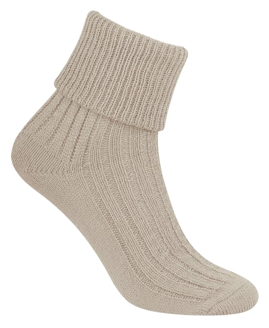 3 Paar Damen Wolle Bettsocken | Steven | Luxus Warm Lounge Schlafsocken - Beige - Image 2