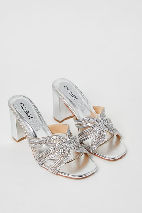 Tibago Diamante Rope Detail Heeled Mule Sandals