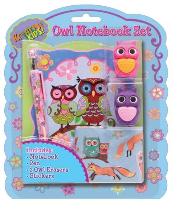 Owl Notebook With Erasers & Pen - Image 1