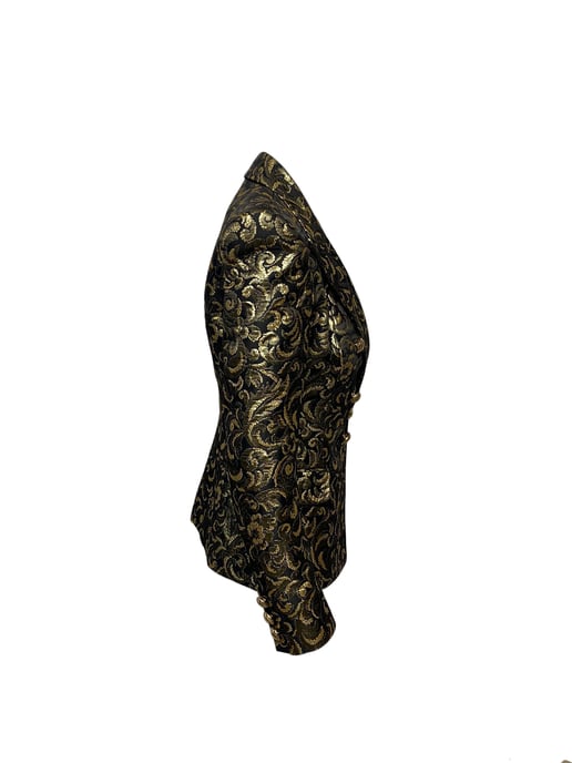 Balmain Metallic Brokatblazer in Gold-Acetat - Image 2