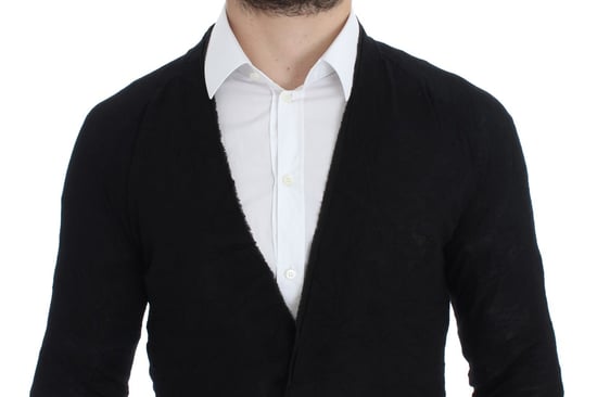 Costume National Herren Schwarzer Feiner Wollknopf-Cardigan - Image 5