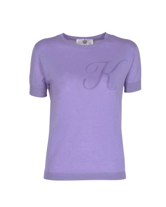 Crown Of Edinburgh Cashmere Short Sleeve Art 003 Lilac Letter K