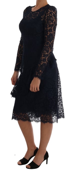 Dolce & Gabbana - Robe fourreau Taormina bleue en dentelle florale pour femme - Image 2