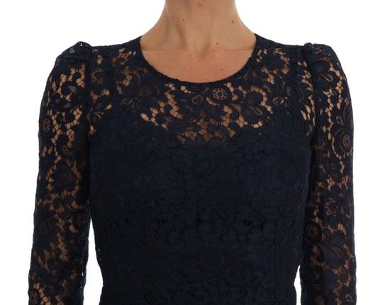 Dolce & Gabbana - Robe fourreau Taormina bleue en dentelle florale pour femme - Image 4