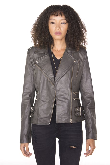 Womens Leather Vintage Brando Biker Jacket-Orlando