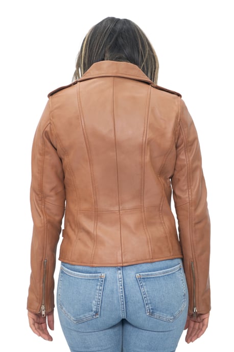 Womens Leather Vintage Brando Biker Jacket-Orlando