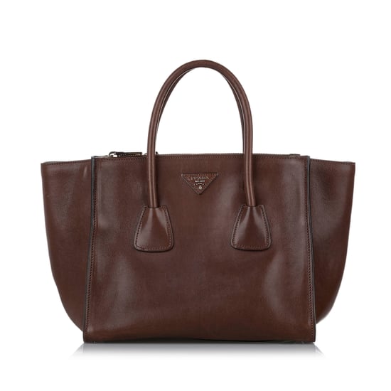 Vintage Prada Twin Pocket Leather Satchel Brown - Image 1