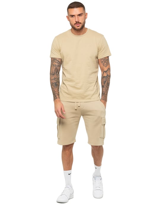 Enzo | Herren T-Shirt Trainingsanzug mit Shorts Set- Stone - Image 4