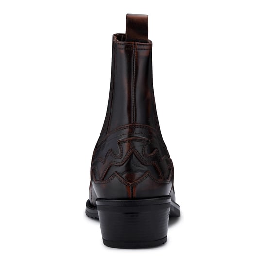 Mens Black/Brown Winklepicker Cowboy Ankle Boots