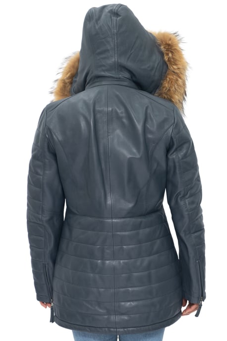 Womens Quilted Leather Parka Jacket-Curitiba