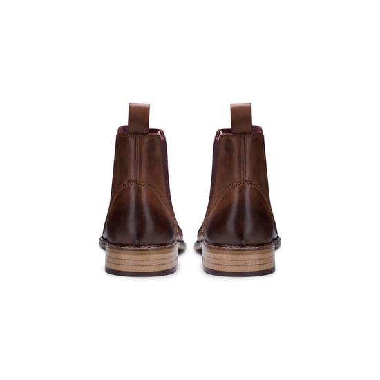 Mens Chestnut-Brown Leather Classic Chelsea Boots