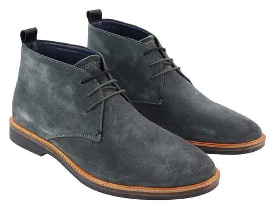 Mens Grey Suede Lace Up Chukka Boots