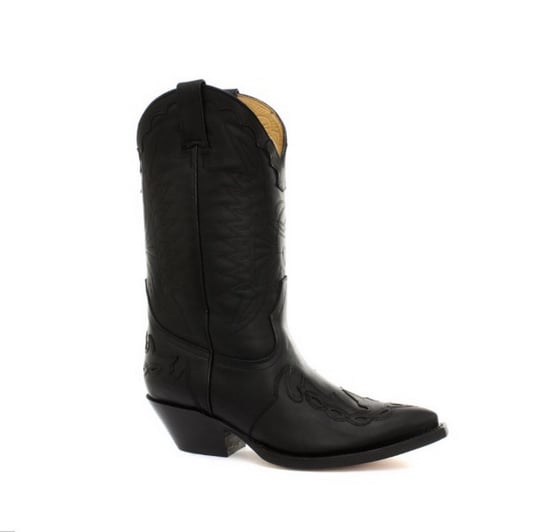 Grinders Unisex Black Leather Cowboy Boots-Arizona HI