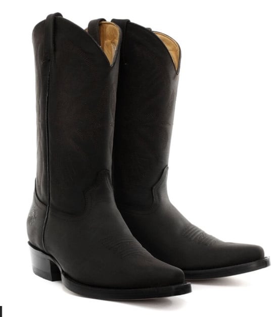 Grinders Mens Black Cowboy Leather Boots- Louisiana
