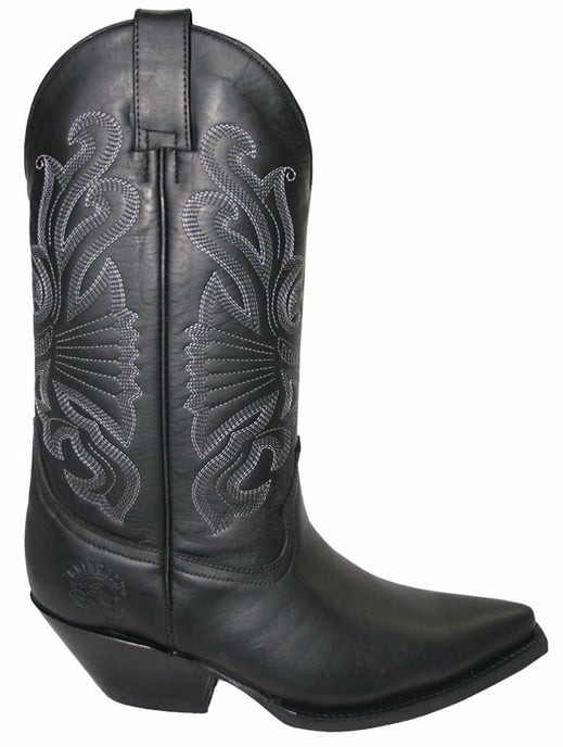 Grinders Black Leather Western Cowboy Boots-Buffalo