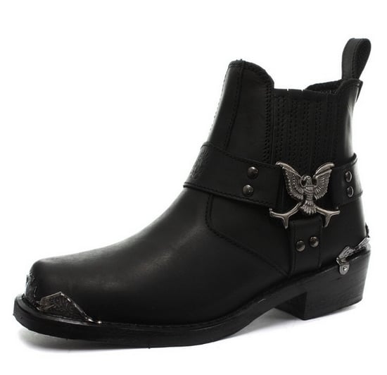 Grinders Schwarze Cowboy-Bikerstiefel für Herren – Eagle Lo - Image 2