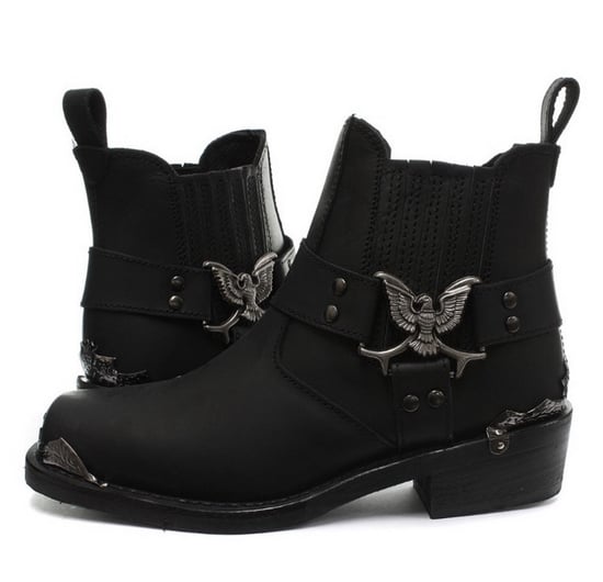 Grinders Schwarze Cowboy-Bikerstiefel für Herren – Eagle Lo - Image 4