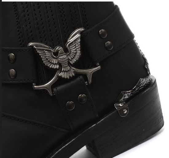 Grinders Schwarze Cowboy-Bikerstiefel für Herren – Eagle Lo - Image 5