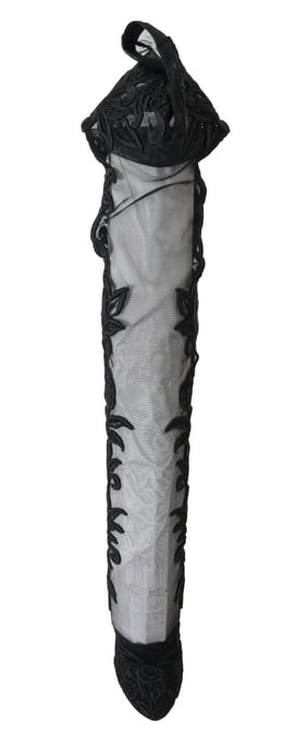 Dolce & Gabbana Black Floral Embroidered Socks Boots