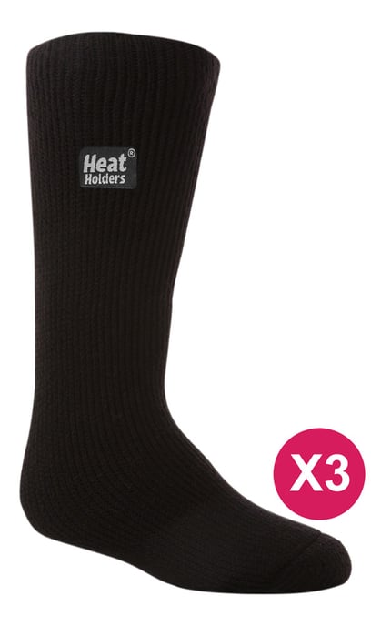 Kinder Thermosocken für den Winter | 3 Paar Mutlipack | Wärmehalter | Kniestrümpfe | Gummistiefel | Wandern - Schwarz - Image 1