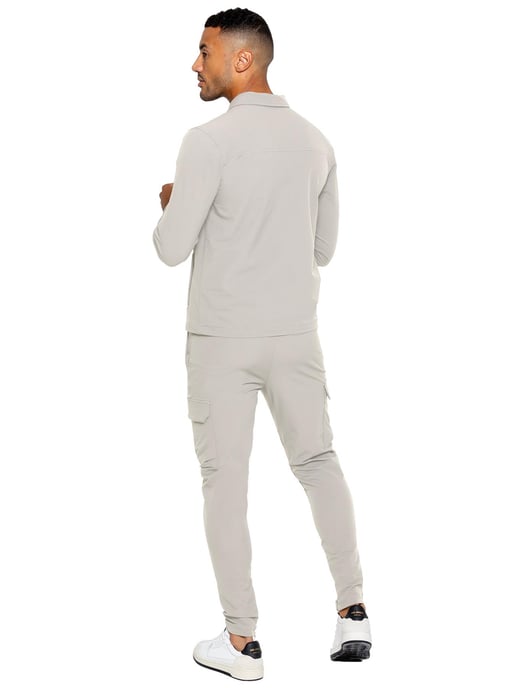 Enzo | Herren Cargo Shacket Trainingsanzug Set - Stein - Image 3