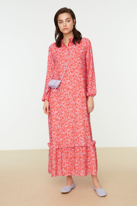 Trendyol Femmes  Collier de chien Une ligne Maxi Robe modeste - Image 3