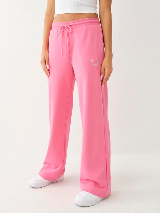 Horseshoe French Terry Wide Leg in Pink