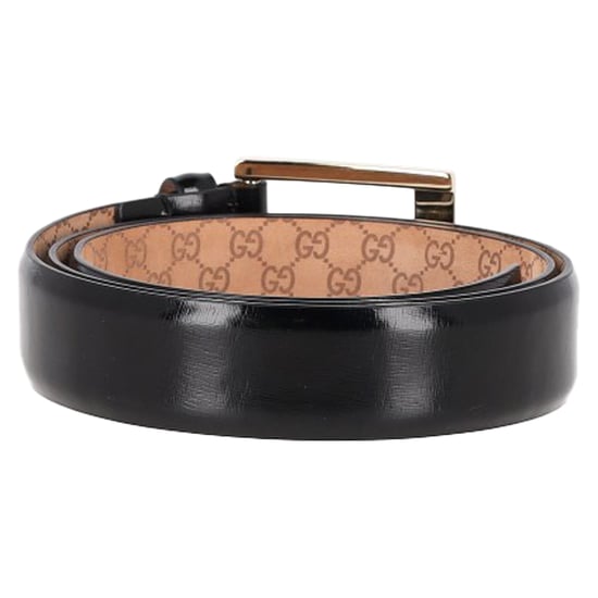 Gucci GG Supreme Square Buckle Belt in Black Leather