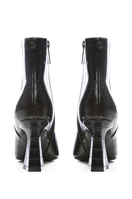 'Linette' Black Patent Mocc Croc Ankle Boots