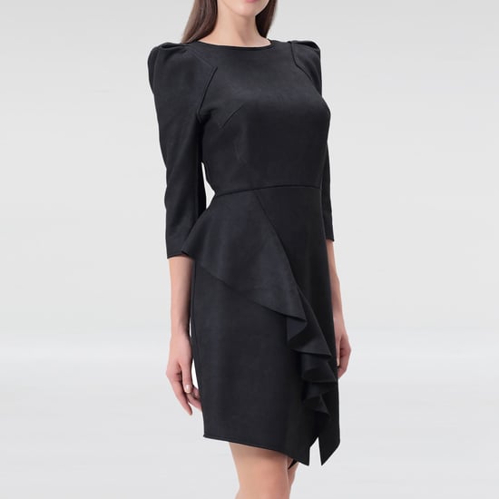 Kleid aus Stretch-Wildleder mit Rüsche am Rock - Image 1