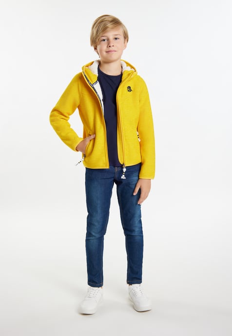 Schmuddelwedda Strickfleeceblouson Jungs Dunkelgelb Melange - Image 2