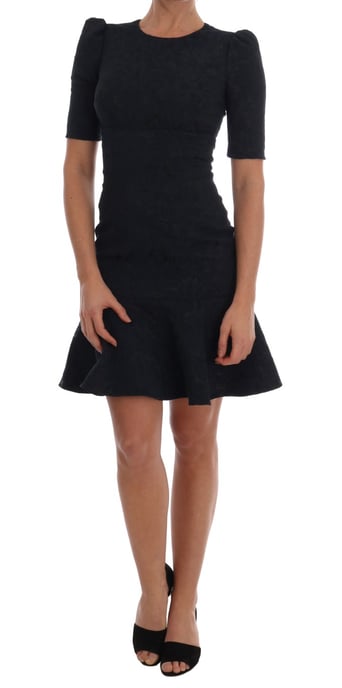 Dolce & Gabbana - Mini robe évasée noire et bleue pour femme - Image 1