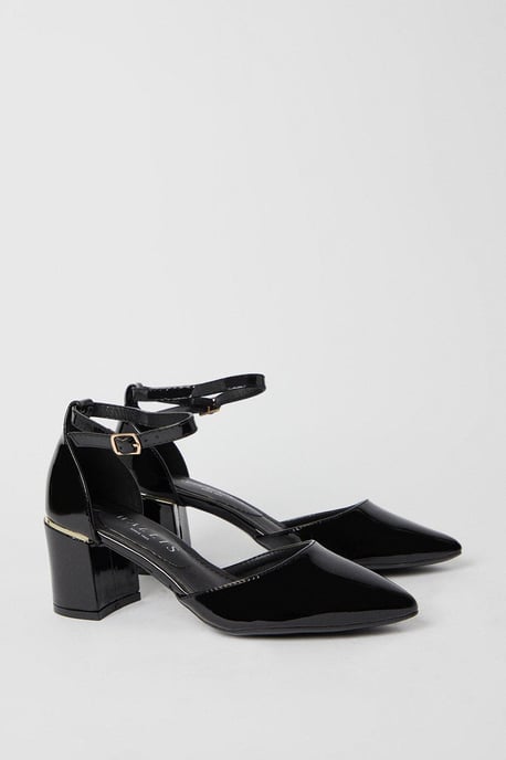 Devonna Pointed Open Mid Block Heel Court Shoes