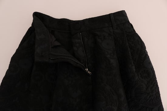 Dolce & Gabbana Schwarze Brokat High Waist Capri-Shorts - Image 4