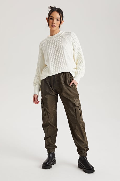Khaki Parachute Cargo Trouser