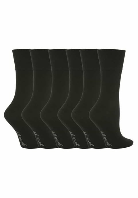 Gentle Grip - 6 Paar Damen Gentle Grip nicht elastische Socken - GG67 Schwarz - Image 1