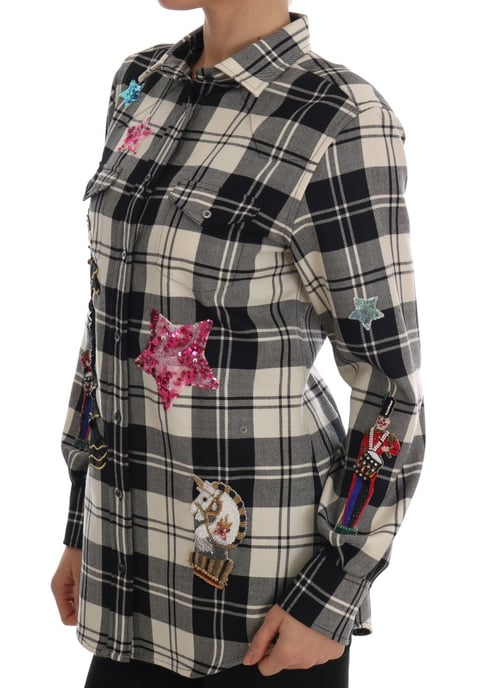 Dolce & Gabbana Schwarz Weiß Märchen Kristall Shirt - Image 2