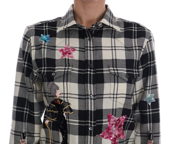 Dolce & Gabbana Schwarz Weiß Märchen Kristall Shirt - Image 4